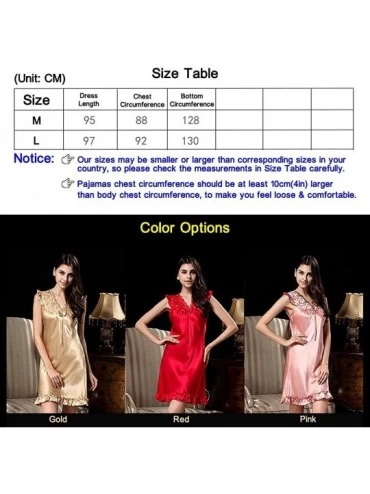 Robes Women's Silk Pajamas-1-Piece Nightdress Skirt-3 Colors-Laces-100% Silk(Main Fabric)-3 Colors-真丝睡衣 - Pink - CG19DEYGKD5 ...