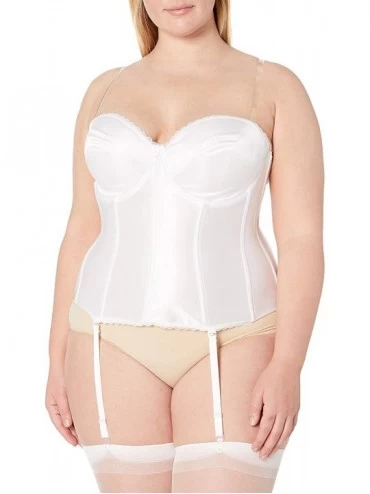 Bustiers & Corsets Women's Plus Size Smooth Satin Hourglass Bustier - White - CS1113C7QNP $47.59