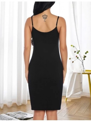 Slips Full Slips for Women Soft Nightgown Spaghetti Strap Cami Under Mini Dress Daywear - Black - CW18TQDDNSG $18.73