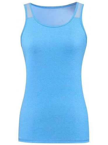 Camisoles & Tanks Tank Tops for Women Workout Tops Mesh Racerback Tank Yoga Shirts Gym Clothes - Blue - CP1908QCISU $21.89