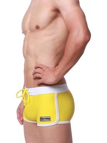 Boxer Briefs Sexy Mens Swimming Briefs Boxer Shorts with Front Tie - Yellow - CO12EAWVO63 $13.97