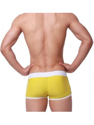 Boxer Briefs Sexy Mens Swimming Briefs Boxer Shorts with Front Tie - Yellow - CO12EAWVO63 $13.97