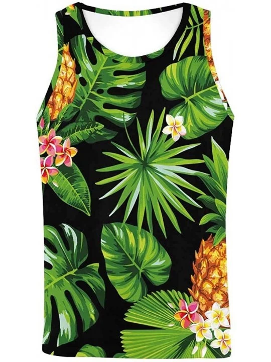 Undershirts Men's Muscle Gym Workout Training Sleeveless Tank Top Pineapples Summer Fruit - Multi5 - CQ19DW8RMMO $29.35