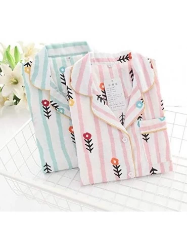 Sets Women Pastel Cute Rabbit Sleepwear Shirt and Short Kawaii Pajama Set - Green Stripes Flowers - CK18XG47LDT $36.78