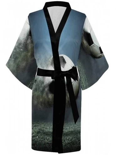 Robes Custom Fire Ball Sport Soccer Women Kimono Robes Beach Cover Up for Parties Wedding (XS-2XL) - Multi 3 - CN194X40RGH $3...