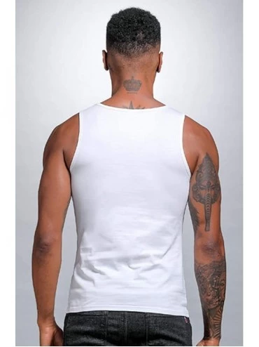 Undershirts Men Sleeveless Undershirt Crew Neck Tank Top Comfort Soft Baselayer Premium Cotton A-Shirt - White - C218AOHDTUZ ...