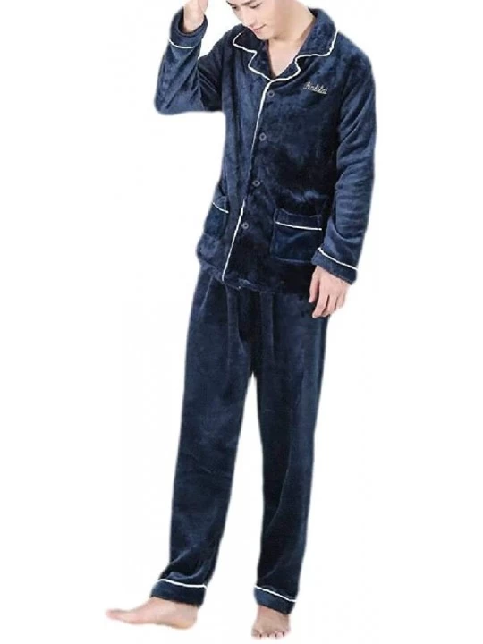 Sleep Sets Warm Flannel Long Sleeve Button Down Nightwear Pajamas Set - 12 - CR1922I57LH $38.74