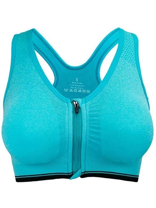 Camisoles & Tanks Women's Zip Front Closure Sports Bra - Seamless Wirefree Racerback with Removable Padded Zipper Bras Plus S...