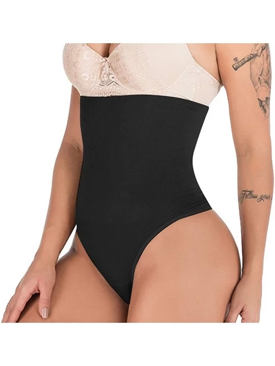 Shapewear Tummy Control Shapewear for Women High Waist Cincher Thigh Slimmer Body Shaper - Black(thong) - CH18L7M5CMU $15.34