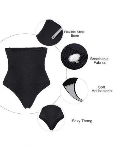 Shapewear Tummy Control Shapewear for Women High Waist Cincher Thigh Slimmer Body Shaper - Black(thong) - CH18L7M5CMU $15.34