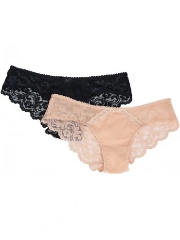 Panties Signature Lace Back Cheeky Panty 2 Pack - Black Hue/ in the Buff - CR12NT0CM66 $14.51