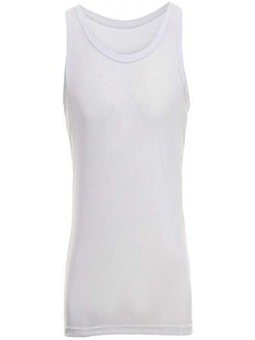 Undershirts Sexy Men's Underwear Sleeveless Vest Tank Top Mesh See Through Undershirt - White - CQ19CS9EG85 $13.91