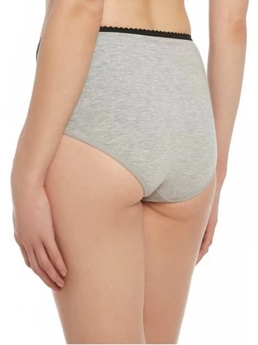 Shapewear Women's Panty Briefs -3 Pack Panties- Soft Cotton Underwear - Gray & Black - CA17XXLU6QZ $20.85