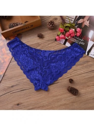 Briefs Sissy Pouch Panties Men Lace Bikini Briefs G-String Thongs Crossdress Underwear - Blue - CJ1803QWU76 $15.17