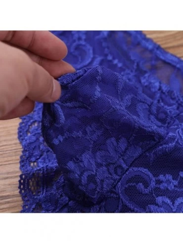 Briefs Sissy Pouch Panties Men Lace Bikini Briefs G-String Thongs Crossdress Underwear - Blue - CJ1803QWU76 $15.17