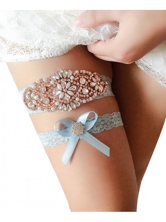 Romantic Lace Wedding Garter Set Rhinestones Party Prom Garters For