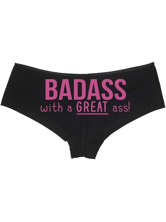 Panties Badass with A Great Ass Nice Booty Rude Flirty Black Boyshort - Raspberry - C218NUU03SQ $14.72