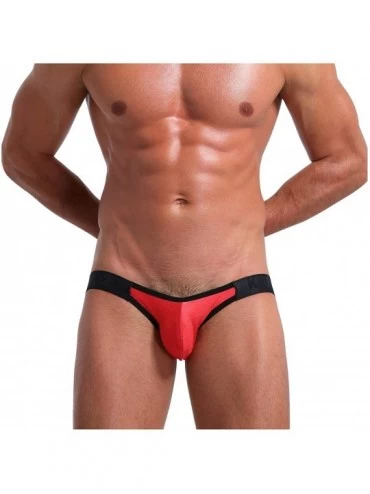 Bikinis Men's Sexy Low Rise Briefs Tagless Underwear - Ak9084-ared - CS1944O5T8M $7.91