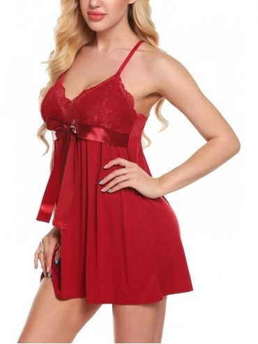 Baby Dolls & Chemises Women's Lingerie Sleepwear Dress Chemises Sexy Slip Babydoll Model Nightie Robes - Red - CK18SHOOU05 $1...