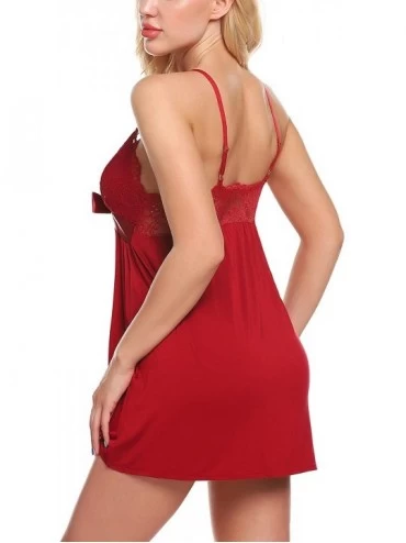 Baby Dolls & Chemises Women's Lingerie Sleepwear Dress Chemises Sexy Slip Babydoll Model Nightie Robes - Red - CK18SHOOU05 $1...