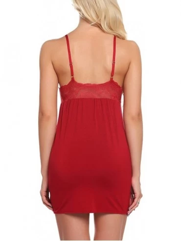 Baby Dolls & Chemises Women's Lingerie Sleepwear Dress Chemises Sexy Slip Babydoll Model Nightie Robes - Red - CK18SHOOU05 $1...