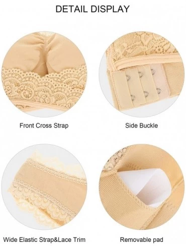 Bras 3 Pieces Lace Sport Bras Adjustable Side Bra Front Cross Bras for Women Girls Beige-Black-White - CI18TG724DY $16.21