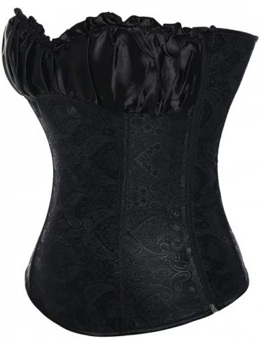 Bustiers & Corsets Sexy Lace up Bustiers Corset Beard Print Overbust Waist Cincher Shapewear - Black - C718HT4MWO3 $28.10