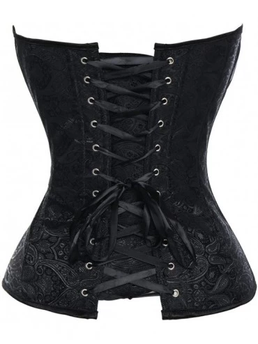 Bustiers & Corsets Sexy Lace up Bustiers Corset Beard Print Overbust Waist Cincher Shapewear - Black - C718HT4MWO3 $28.10