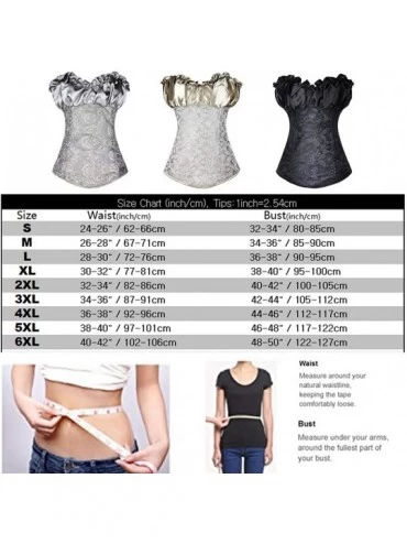 Bustiers & Corsets Sexy Lace up Bustiers Corset Beard Print Overbust Waist Cincher Shapewear - Black - C718HT4MWO3 $28.10