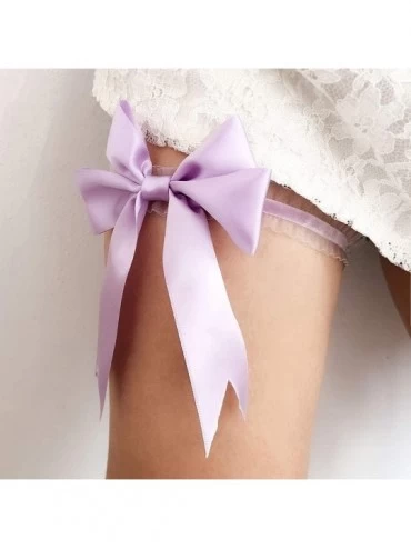 Garters & Garter Belts 2019 Sexy Lace Wedding Garters for Bride with Bow Party Prom Leg Garter - 5-light Purple - CC18O532UUH...