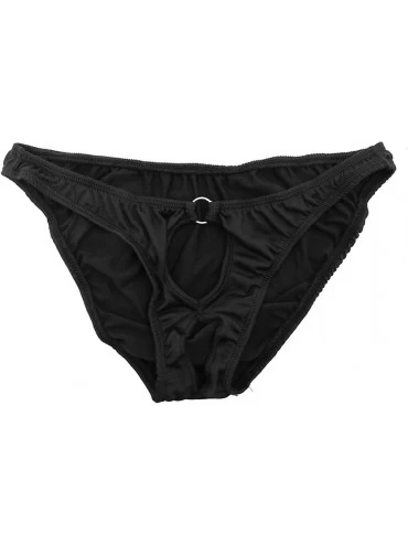 Briefs Mens Low Rise Elastic Bikini Briefs Open Front Hole Open Crotch - Black - C518EG09S9I $14.93