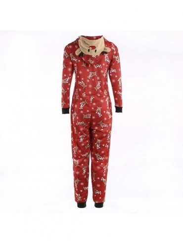 Sets Family Matching Christmas Pajamas Set Sleepwear Jumpsuit Hoodie with Hood for Family - Red - CU186LMMRWA $15.55