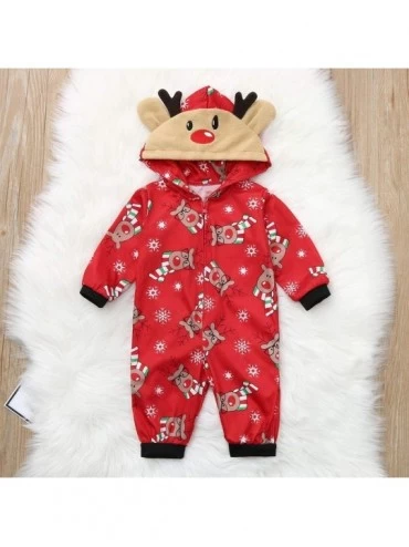 Sets Family Matching Christmas Pajamas Set Sleepwear Jumpsuit Hoodie with Hood for Family - Red - CU186LMMRWA $15.55