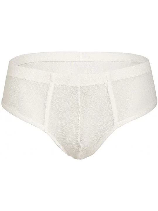 Bikinis Sexy Men's Underwear Lace Translucent Fun Low Waist Skinny Boxer Briefs - White - CB192A4YEN3 $13.70