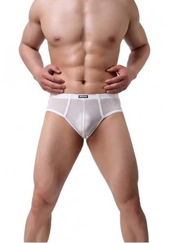 Bikinis Sexy Men's Underwear Lace Translucent Fun Low Waist Skinny Boxer Briefs - White - CB192A4YEN3 $13.70