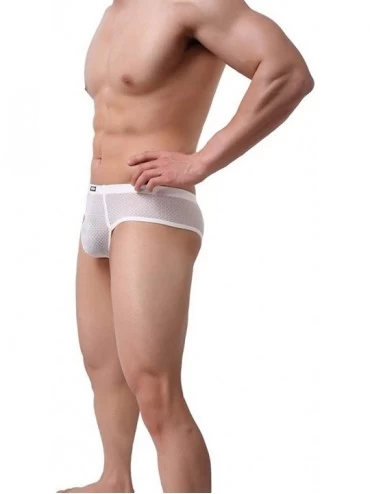 Bikinis Sexy Men's Underwear Lace Translucent Fun Low Waist Skinny Boxer Briefs - White - CB192A4YEN3 $13.70