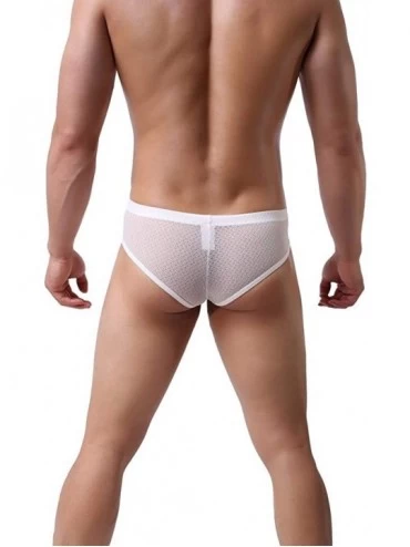 Bikinis Sexy Men's Underwear Lace Translucent Fun Low Waist Skinny Boxer Briefs - White - CB192A4YEN3 $13.70