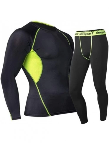 Thermal Underwear Mens Long Thermal Underwear Stretchy Sport Winter Base Layering Set Top and Bottom - CL192KSQXHT $25.96