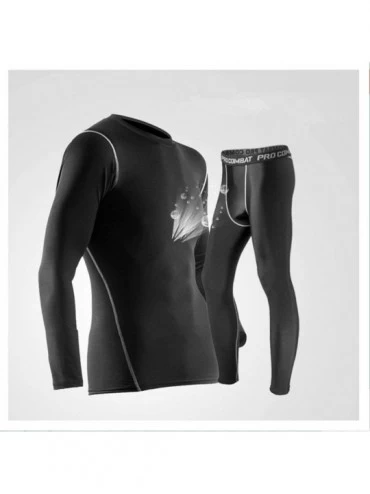 Thermal Underwear Mens Long Thermal Underwear Stretchy Sport Winter Base Layering Set Top and Bottom - CL192KSQXHT $25.96