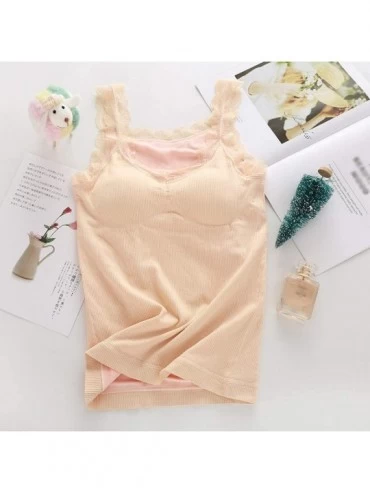 Thermal Underwear Womens Basic Camisole Thermal Underwear Thick Fleece Lined Cami Tank Top Underwear - C - CX1942R0UWM $14.20