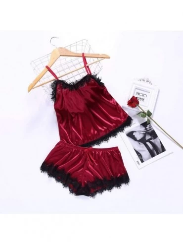 Bras Womens Sexy Lace Passion Lingerie Babydoll Nightwear 2PC Set - Wine - CL18SQ9QMZT $12.26