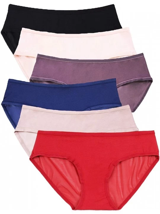 Panties Women's Everyday Basic Cotton Panties -Pack of 6 -Petunia -S - CO19C8ANYRD $14.59
