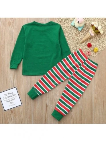 Sleep Sets Snowflake Printed Solid Color Sleep Tops + Elastic Waist Striped Sleep Pants Christmas Pjs Party Pajamas Matching ...