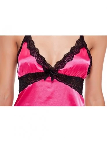 Baby Dolls & Chemises Women Sexy Sleepwear Womens Chemise Babydoll Satin Lingerie Set - Rose - C312IYU027Z $25.58