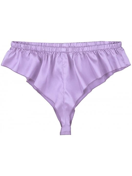 Briefs Men's Silky Satin Sissy Pouch Lingerie Knickers Underwear Crossdressing Panties - Purple - C618Q09KO8Y $12.44