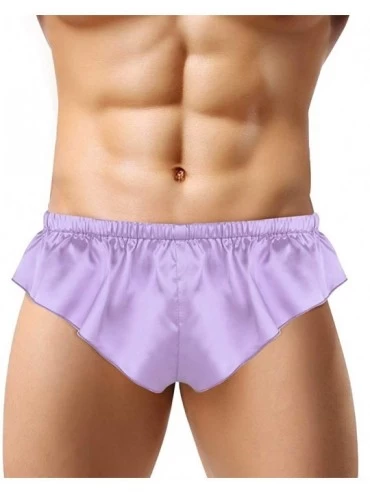 Briefs Men's Silky Satin Sissy Pouch Lingerie Knickers Underwear Crossdressing Panties - Purple - C618Q09KO8Y $12.44