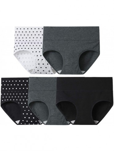 Shapewear Womens Underwear Cotton Briefs Postpartum High Waisted Panties Multi Pack - Black Dots & White Dots & Gray - CZ18AO...