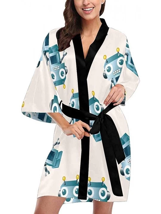 Robes Custom Funny Cute Women Kimono Robes Beach Cover Up for Parties Wedding (XS-2XL) - Multi 1 - CK194TE4UZ3 $54.57