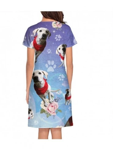 Tops Crewneck Short Sleeve Nightgown Fire Flame Tiger Printed Nightdress Sleepwear Women Pajamas Cute Labrador Retriever Dog ...
