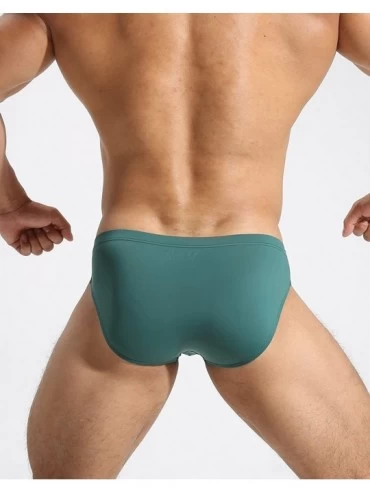 Briefs Silky Soft Shorts Men Bikini Underwear Wide Belt Toning Briefs - Green - CN17Z7D03KE $8.08